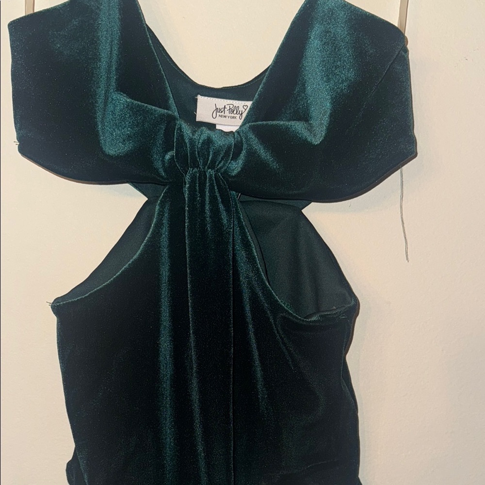 Green Velvet Cutout Bodysuit - Picture 5 of 5